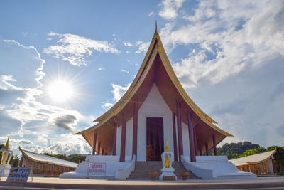 Low angle view of traditional building against sky