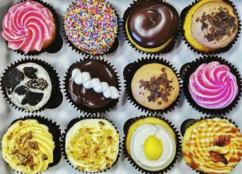 High angle view of cupcakes