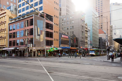 View of city street and buildings