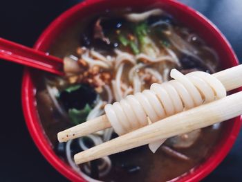 Close-up of soup in bowl