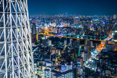 Illuminated cityscape at night