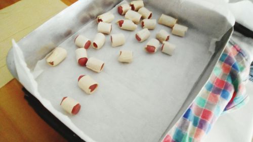 High angle view of cake