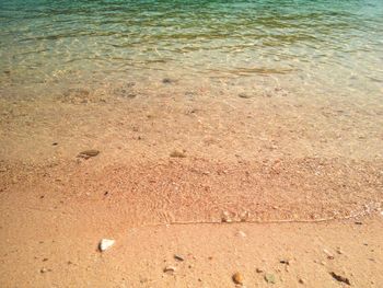 High angle view of sand on beach