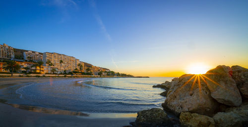 Scenic view of sea against sky during sunset