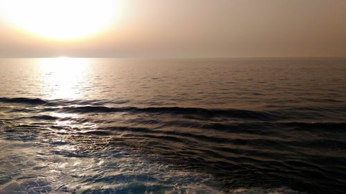 Scenic view of sea against clear sky during sunset