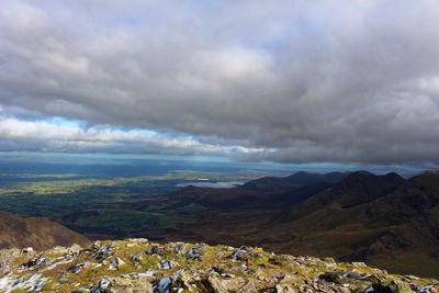 Scenic view of landscape against cloudy sky