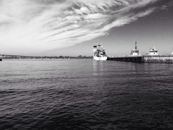 Ship moored at harbor