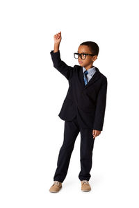 Full length of young man standing against white background