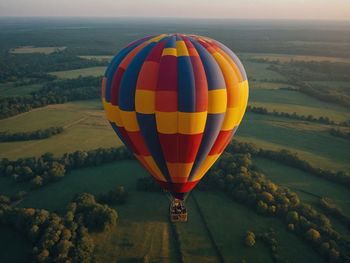 Low angle view of hot air balloons