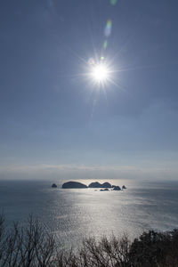 Scenic view of sea against sky on sunny day