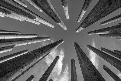 Looking up in the middle of some bars