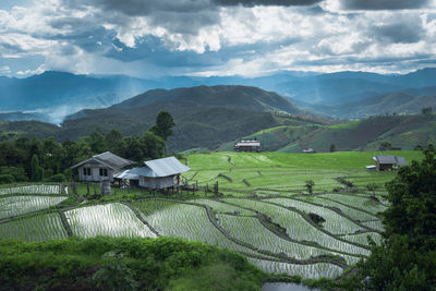 Scenic view of mountains against sky