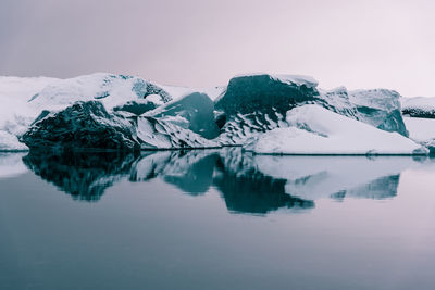 Scenic view of frozen lake against sky