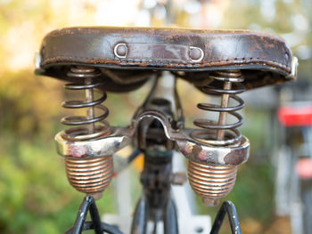 Close-up of rusty bicycle