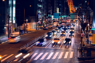 View of city street at night