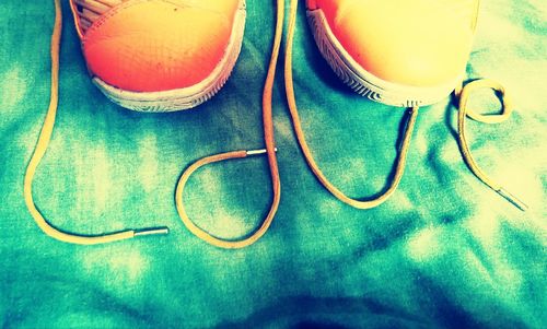 High angle view of eyeglasses on table