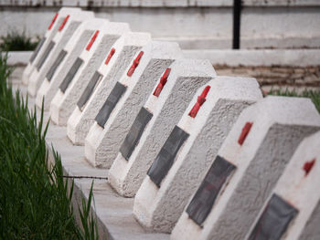 High profile angle of soviet union tombs at the memorial