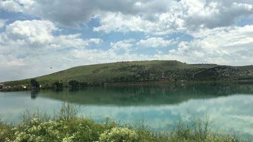 Scenic view of lake against sky