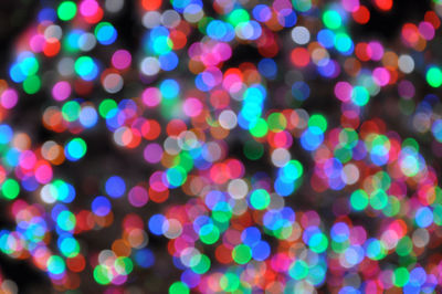 Defocused image of illuminated lights at night
