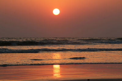Scenic view of sea at sunset