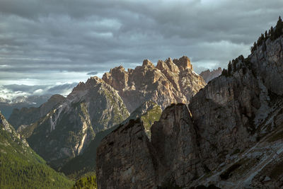 Italian dolomite alps panorama in early morning, trentino, sudtirol