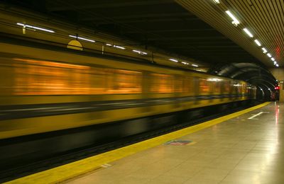 Blurred motion of subway station