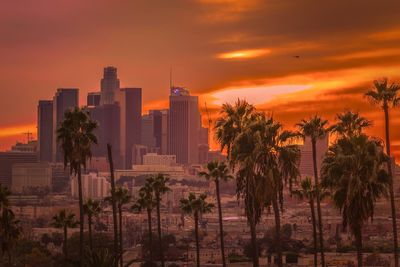 View of city at sunset