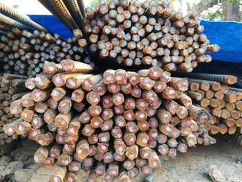 Stack of pumpkins for sale in market