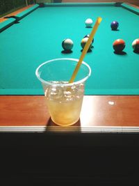 High angle view of drink on table