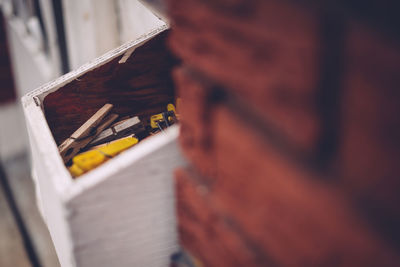 Close-up of clothespins