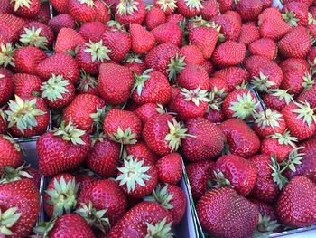 Full frame shot of strawberries in market