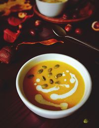 Close-up of soup in bowl