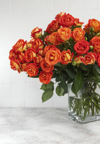 Close-up of rose bouquet in vase