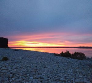 Scenic view of sea against dramatic sky