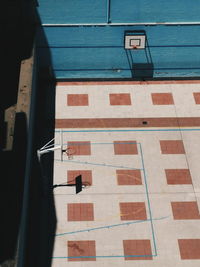 High angle view of basketball court