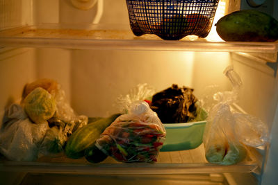 View of food on refrigerator at home