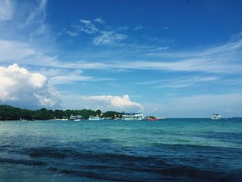 Boat sailing in sea