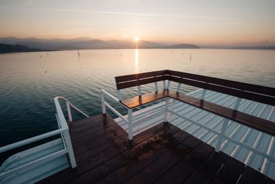 Scenic view of wooden dock at lake