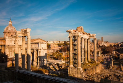 Exterior of temple against sky in city