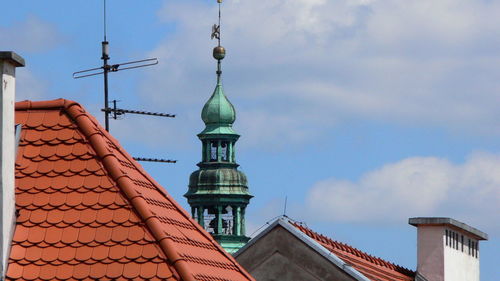 Low angle view of roof against sky