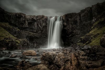 Scenic view of waterfall