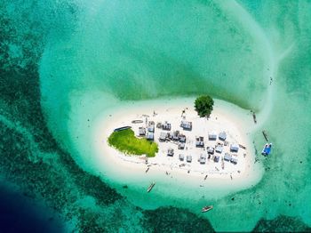 High angle view of people in swimming pool