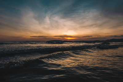 Scenic view of sea against sky during sunset