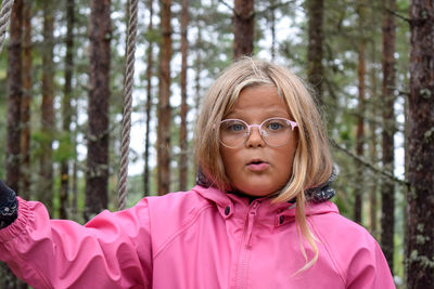 Portrait of woman in forest