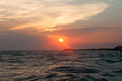 Scenic view of sea at sunset