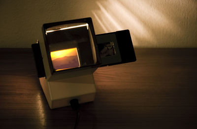 Close-up of lamp on wall