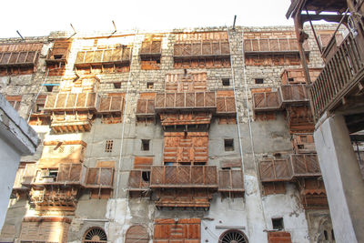 Low angle view of old building against clear sky