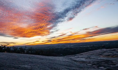 Scenic view of landscape against sky during sunset