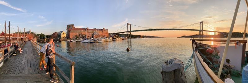 Panoramic view of bridge over sea