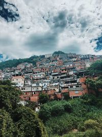 High angle view of townscape against sky